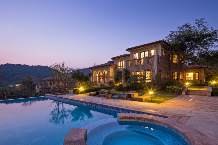 Luxurious home with pool and mountain view.