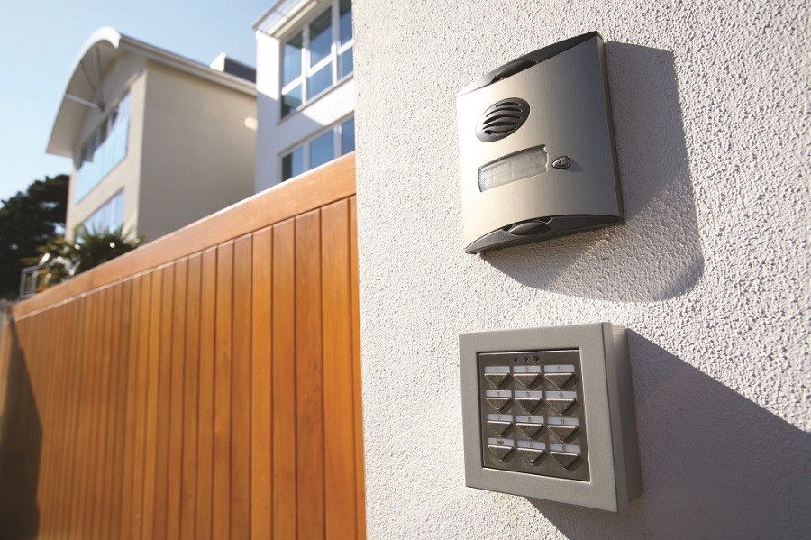 An access control system on a home’s exterior.