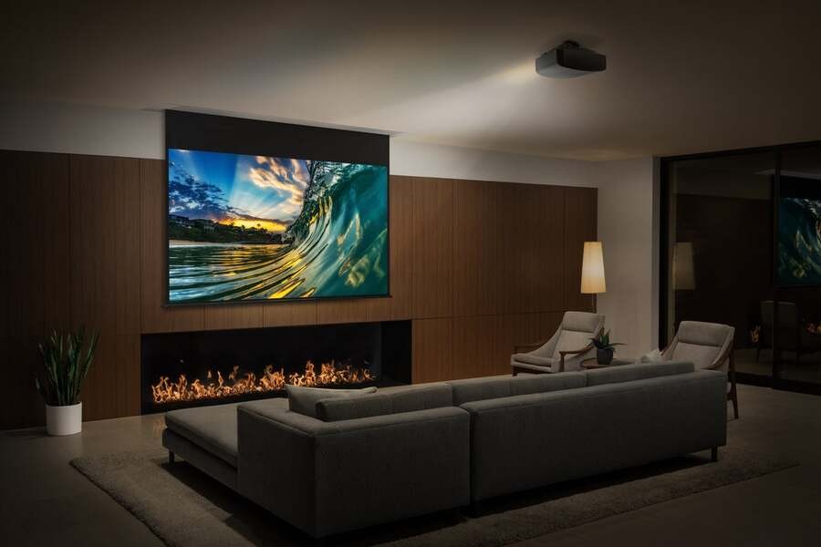 A luxury home theater with Sony equipment.